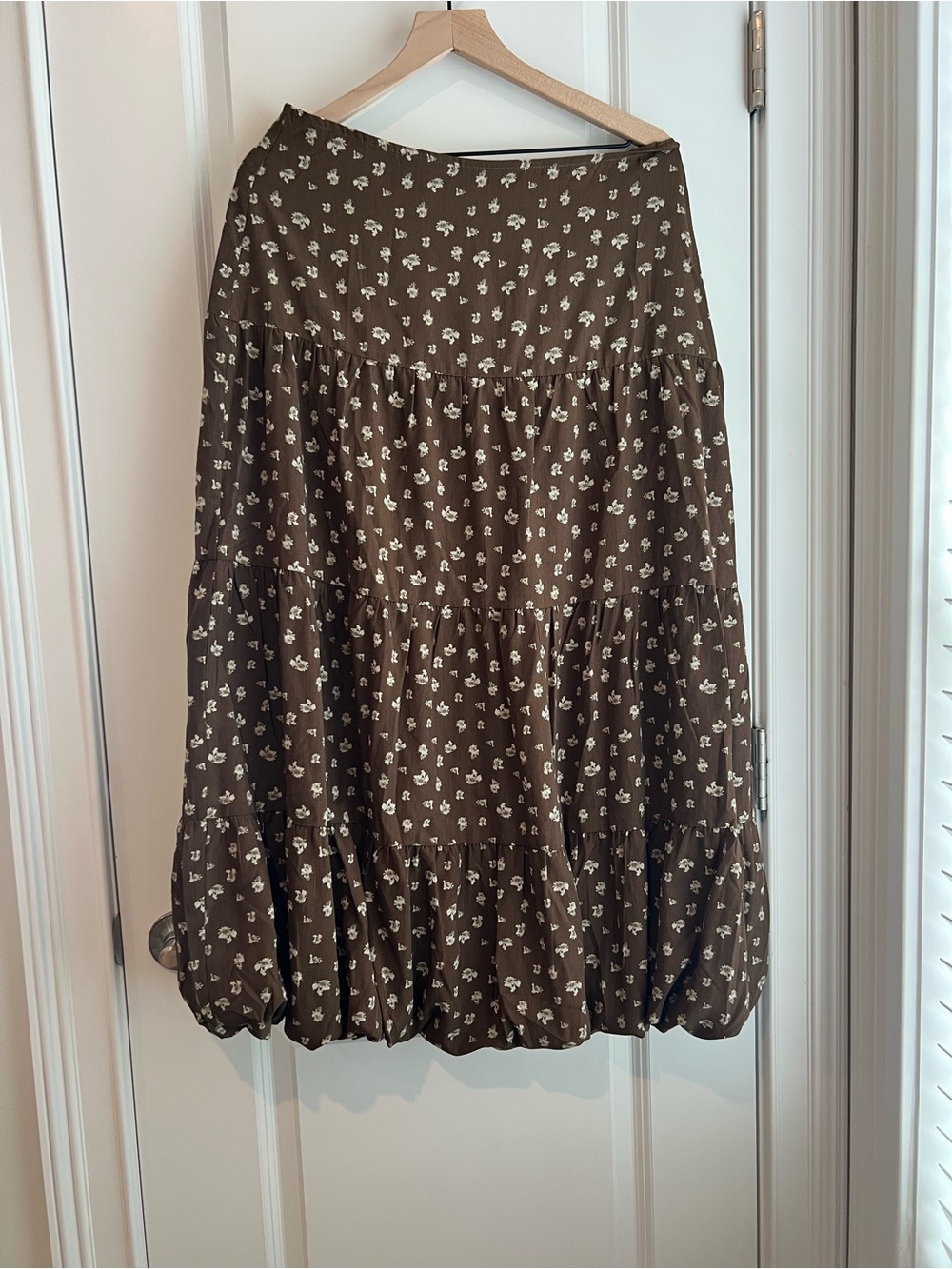 Brown Floral Tiered Skirt Set - Two-Piece Women's Outfit - Picture 3 of 5